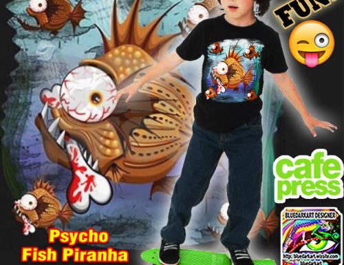Psycho Piranha Fun Kids Tshirt SOLD! Design by BluedarkArt