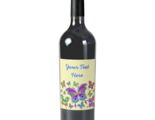 SOLD! Butterfly Colorful Tattoo Style Wine Labels – Design by BluedarkArt