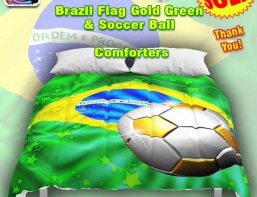 SOLD! Thank You! Brazil Flag Gold Green & Soccer Ball Comforters