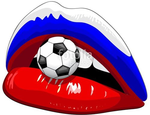 “Russia Flag Lipstick Soccer Supporters” Vector illustration © BluedarkArt