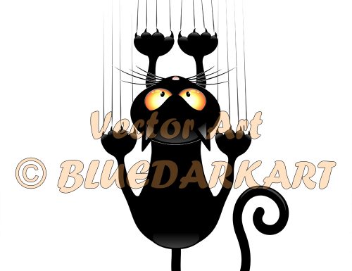 🔴 Cat Cartoon Scratching Wall © BluedarkArt TheChameleonArt🔸 Buy License / Download 🔴